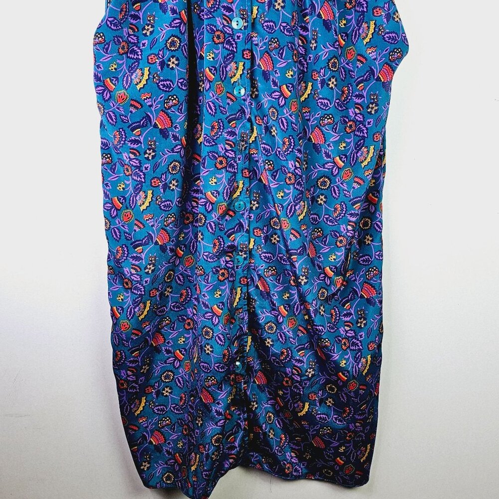 Vtg 1980's Starlo Women's Button Front Midi Belted Floral Dress w/ Pockets Sz 12 - Picture 7 of 10